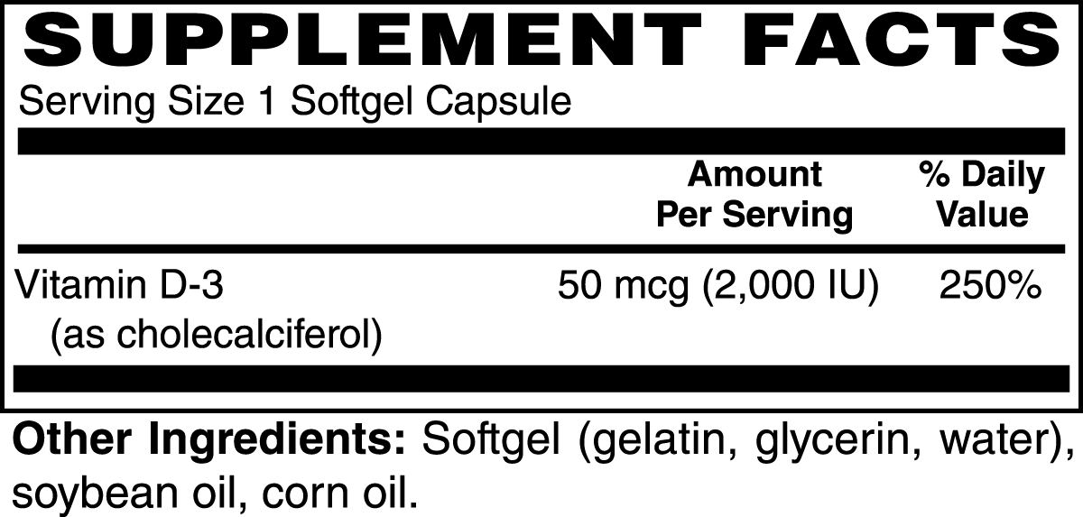 Vitamin D3 2,000 IU for Immune Support